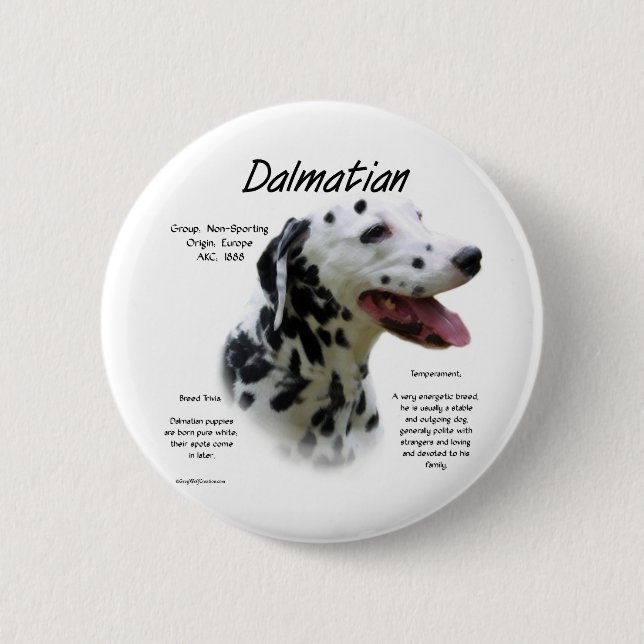 Dalmatian (blk) History Design 2 Inch Round Button (Front)