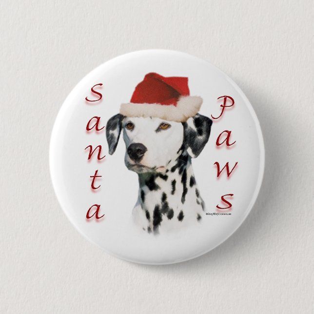 Dalmatian (blk) Santa Paws 2 Inch Round Button (Front)