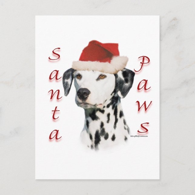 Dalmatian (blk) Santa Paws Holiday Postcard (Front)