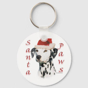 Dalmatian (blk) Santa Paws Keychain