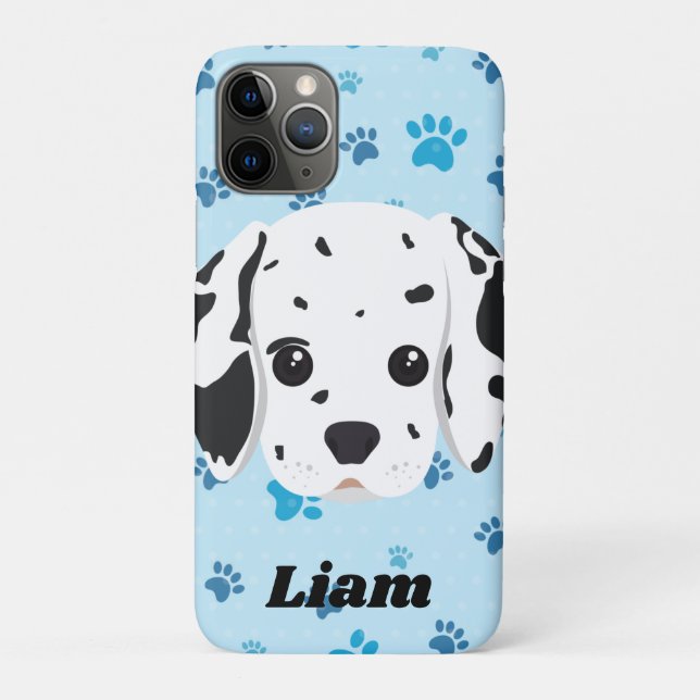 Dalmatian Blue Paw Print Personalized   Case-Mate iPhone Case (Back)
