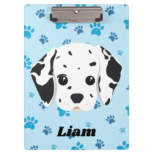Dalmatian Blue Paw Print Personalized      Clipboard (Front)