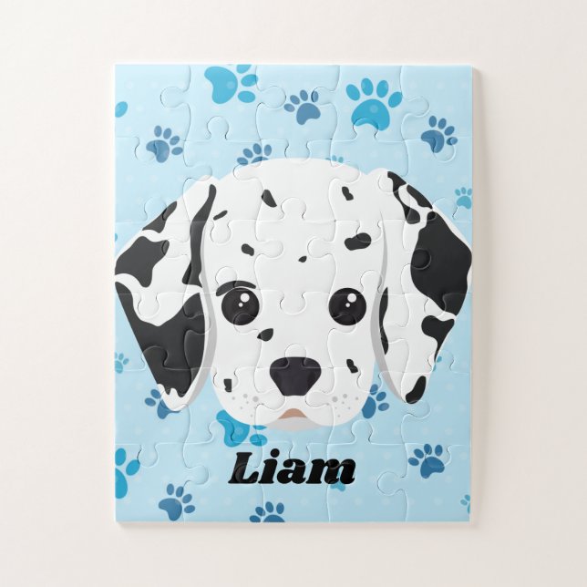 Dalmatian Blue Paw Print Personalized   Jigsaw Puzzle (Vertical)