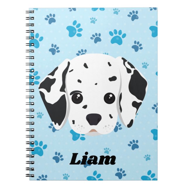 Dalmatian Blue Paw Print Personalized    Notebook (Front)