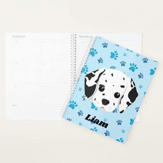Dalmatian Blue Paw Print Personalized       Planner (Display)