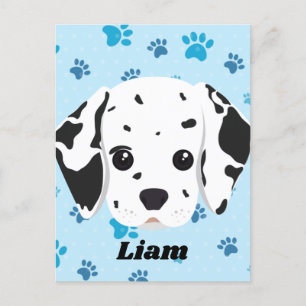 Dalmatian Blue Paw Print Personalized Postcard