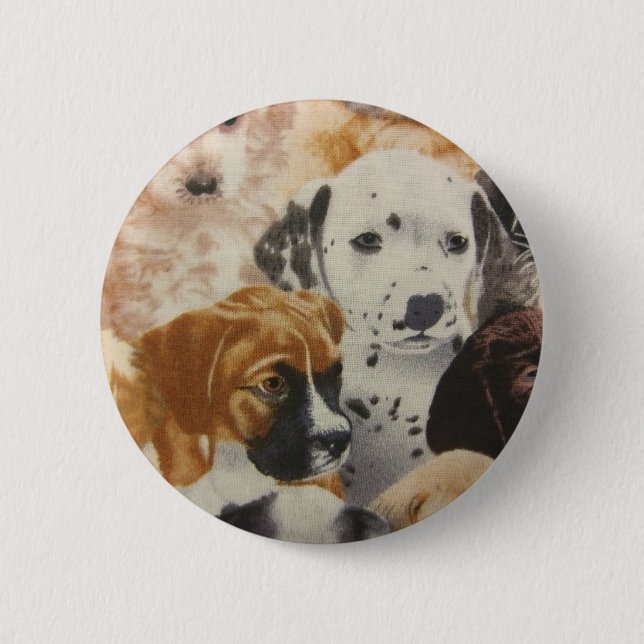 Dalmatian & Boxer Pups 2 Inch Round Button (Front)