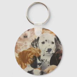 Dalmatian & Boxer Pups Keychain