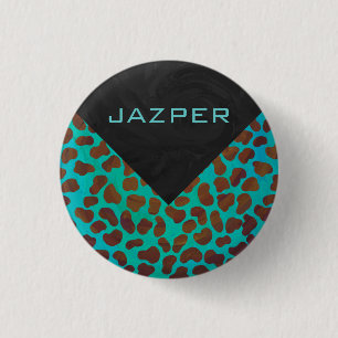 Dalmatian Brown and Teal Print 1 Inch Round Button