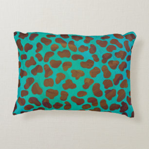 Dalmatian Brown and Teal Print Accent Pillow