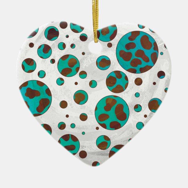 Dalmatian Brown and Teal Print Ceramic Ornament (Front)