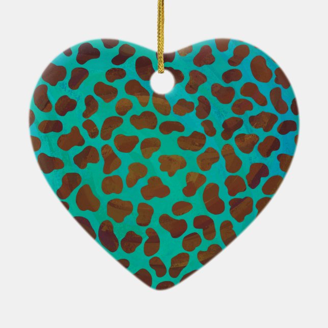 Dalmatian Brown and Teal Print Ceramic Ornament (Back)