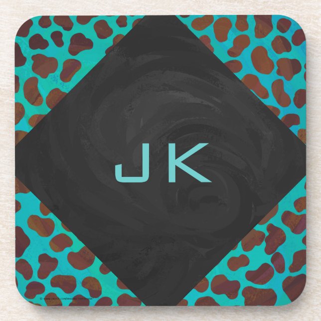 Dalmatian Brown and Teal Print Coaster (Front)