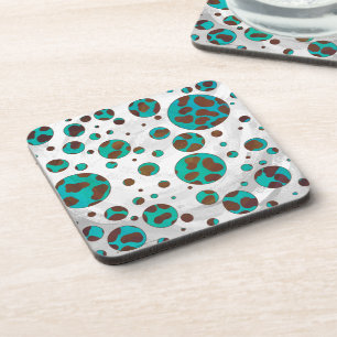 Dalmatian Brown and Teal Print Coaster