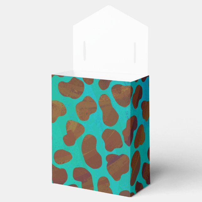 Dalmatian Brown and Teal Print Favor Box (Opened)