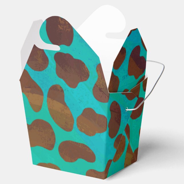 Dalmatian Brown and Teal Print Favor Box (Opened)