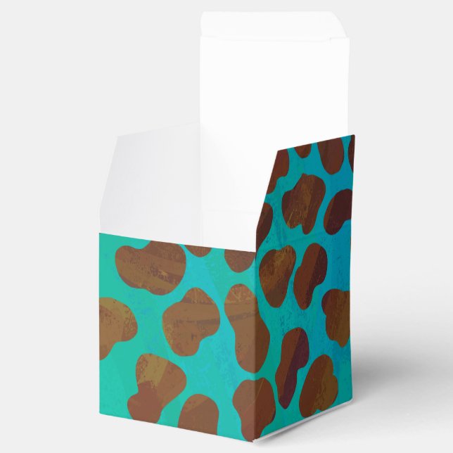 Dalmatian Brown and Teal Print Favor Box (Opened)