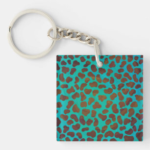 Dalmatian Brown and Teal Print Keychain