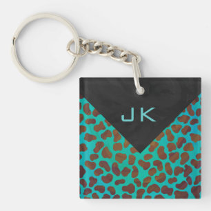 Dalmatian Brown and Teal Print Keychain