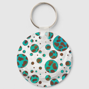Dalmatian Brown and Teal Print Keychain