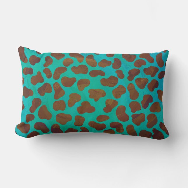 Dalmatian Brown and Teal Print Lumbar Pillow (Front)