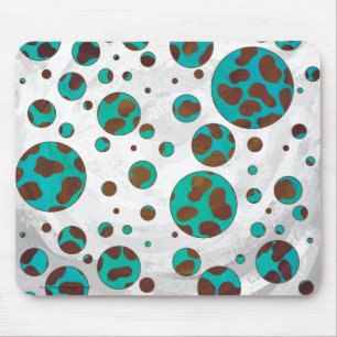Dalmatian Brown and Teal Print Mouse Pad