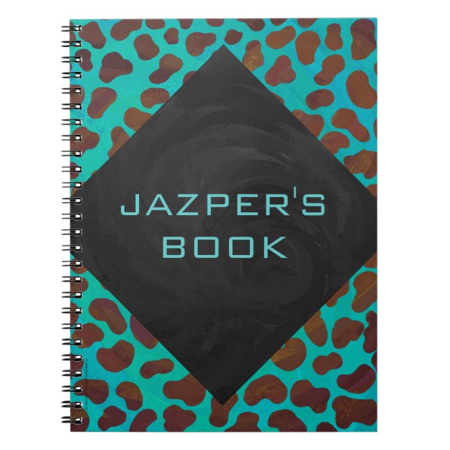 Dalmatian Brown and Teal Print Notebook (Front)