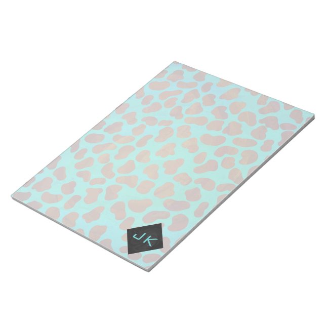 Dalmatian Brown and Teal Print Notepad (Angled)