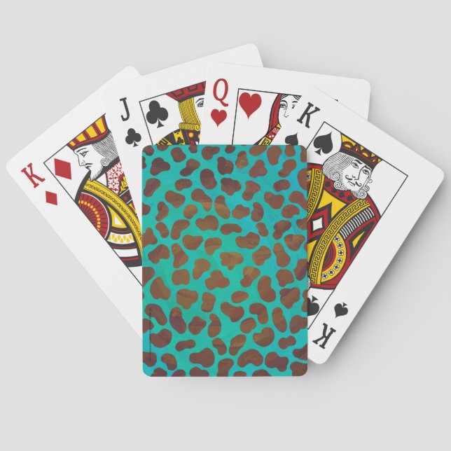Dalmatian Brown and Teal Print Playing Cards (Back)