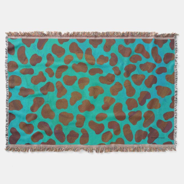 Dalmatian Brown and Teal Print Throw Blanket (Front)