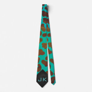 Dalmatian Brown and Teal Print Tie
