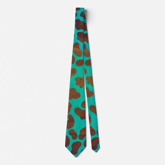 Dalmatian Brown and Teal Print Tie (Front)
