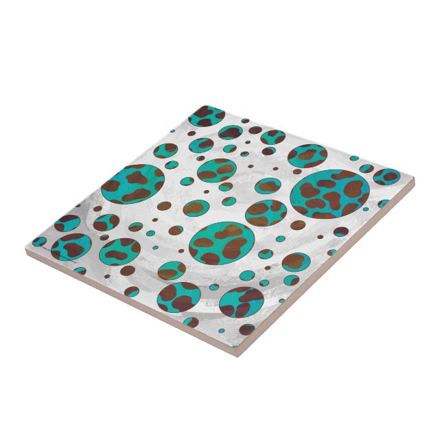 Dalmatian Brown and Teal Print Tile (Side)