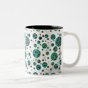 Dalmatian Brown and Teal Print Two-Tone Coffee Mug