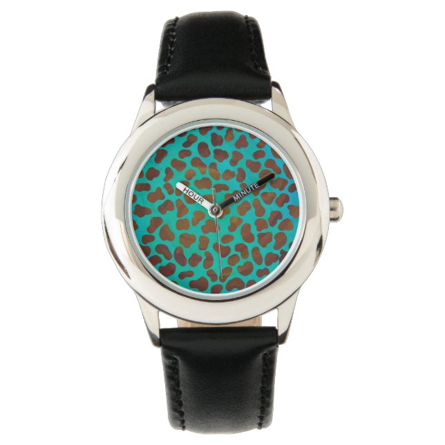 Dalmatian Brown and Teal Print Watch (Front)