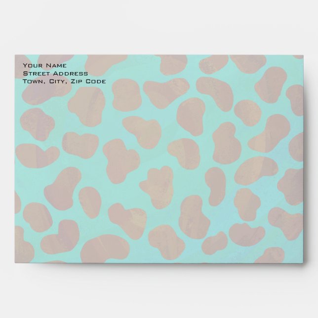 Dalmatian Brown and Teal with Monogram Envelope (Front)