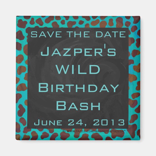 Dalmatian Brown and Teal with Monogram Magnet (Front)