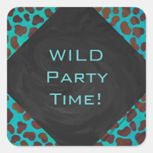 Dalmatian Brown and Teal with Monogram Square Sticker