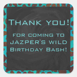 Dalmatian Brown and Teal with Monogram Square Sticker