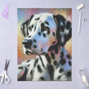 Dalmatian Chalk Pastel Dog Black White Decoupage  Tissue Paper