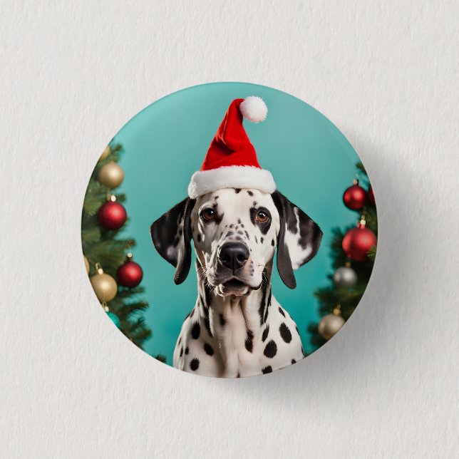 Dalmatian Christmas 1 Inch Round Button (Front)