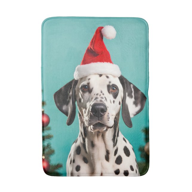 Dalmatian Christmas Bath Mat (Front Vertical)