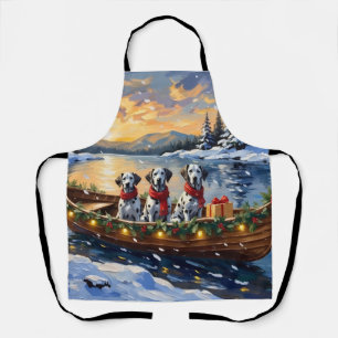 Dalmatian Christmas Boat Holiday Apron