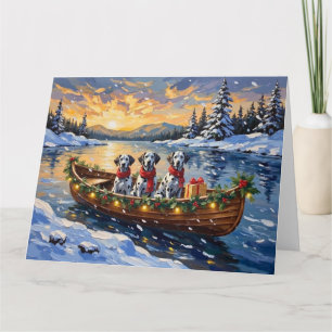 Dalmatian Christmas Boat Holiday Card
