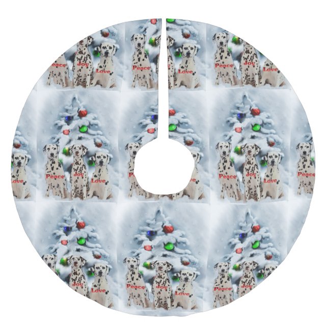 Dalmatian Christmas Brushed Polyester Tree Skirt (Front)