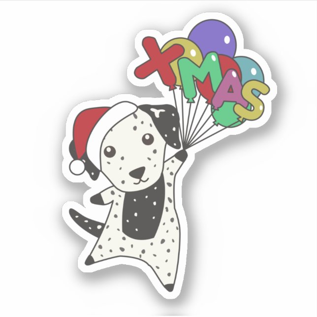 Dalmatian Christmas Dog Winter Animals Dogs Sticke (Front)