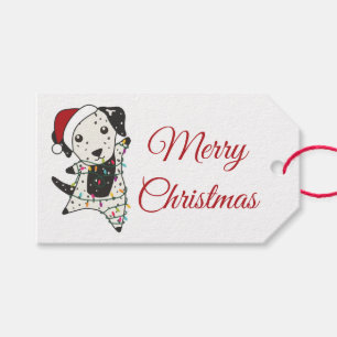 Dalmatian Christmas Dog Winter Animals Dogs Trucke Gift Tags