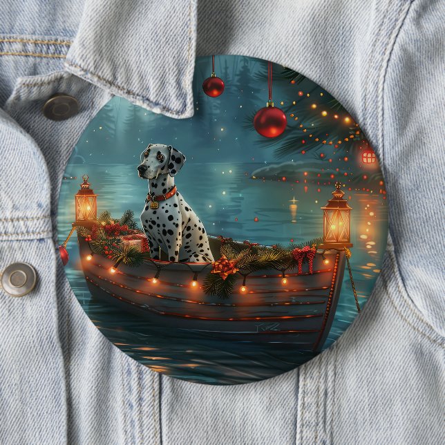 Dalmatian Christmas Festive Voyage 6 Inch Round Button (In Situ)
