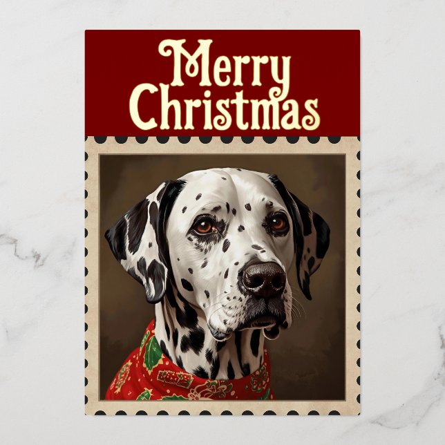 Dalmatian christmas foil holiday card (Front)