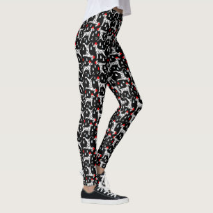 Dalmatian Christmas Holiday Black Santa Hat Dogs Leggings